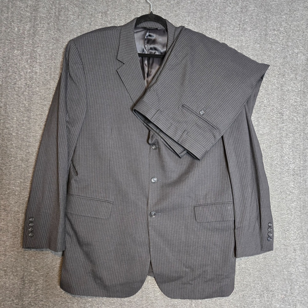 Jos A Bank 2-Piece Suit Men's 46L | 41x29 Wool Charcoal Gray‎ Pin Stripes